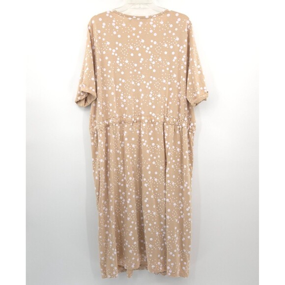 Ulla Popken polka dot knit dress Plus Size 20/22 beige elastic drawsting waist - Picture 8 of 8